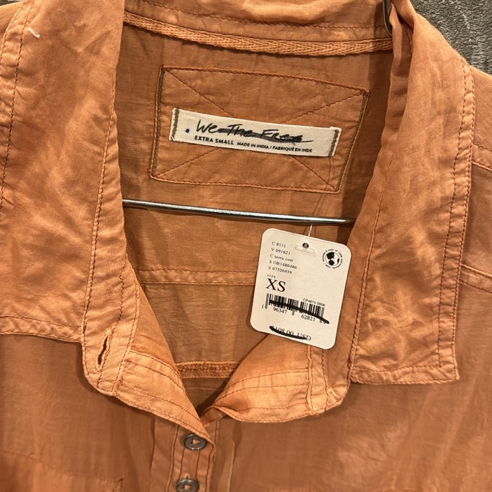 NWT Free People We the Free Sheer Luck Cotton Button Up Shirt - Picture 5 of 7